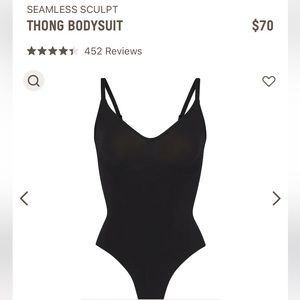 NWOT Skims seamless sculpt thong bodysuit black
